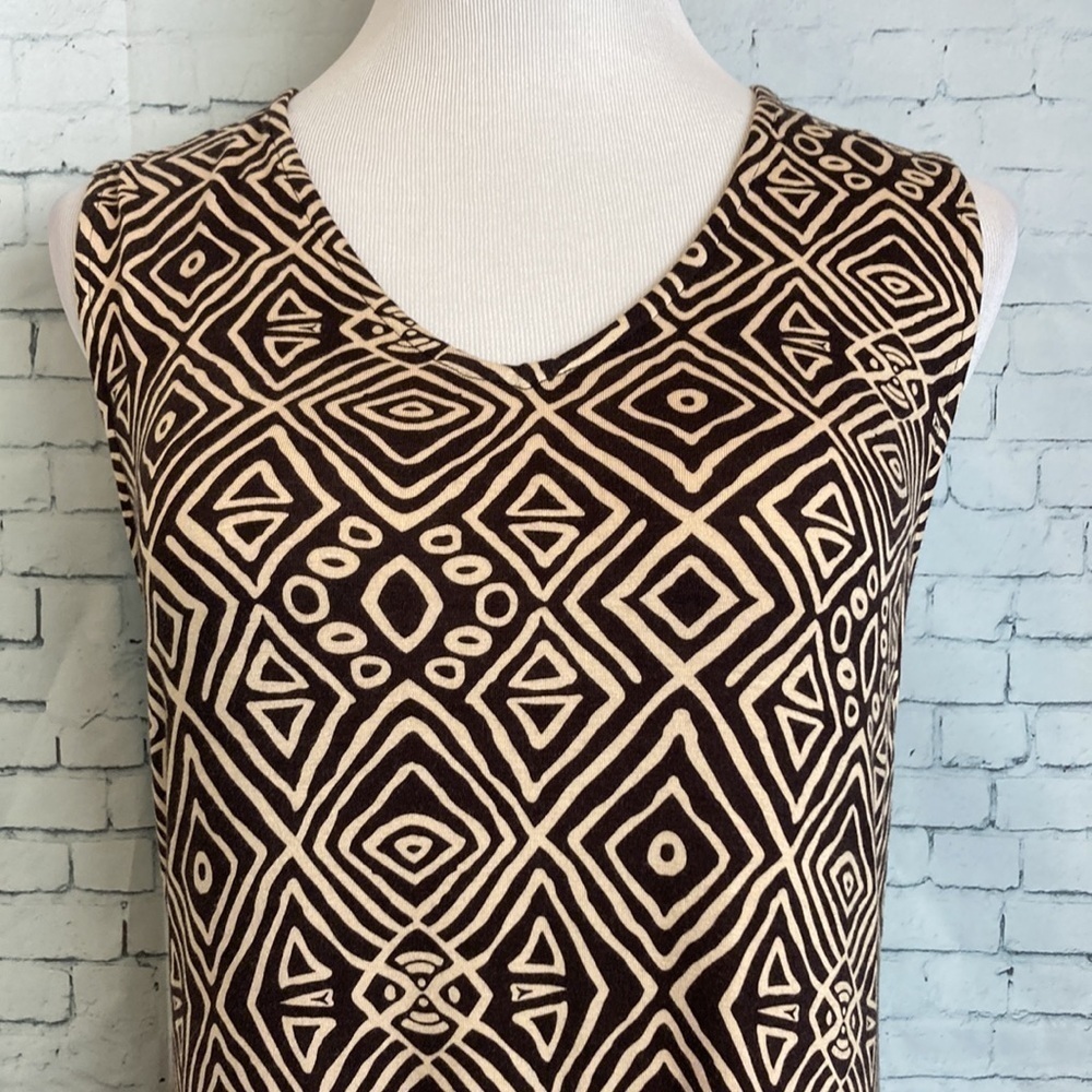 Soft Surrounding Tulum Sleeveless Jersey Maxi Tank Dress M Geo Print Lagenlook - Picture 5 of 16